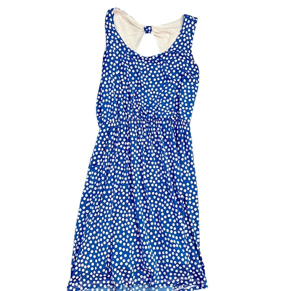 Blue Polka Dot Sleeveless Dress